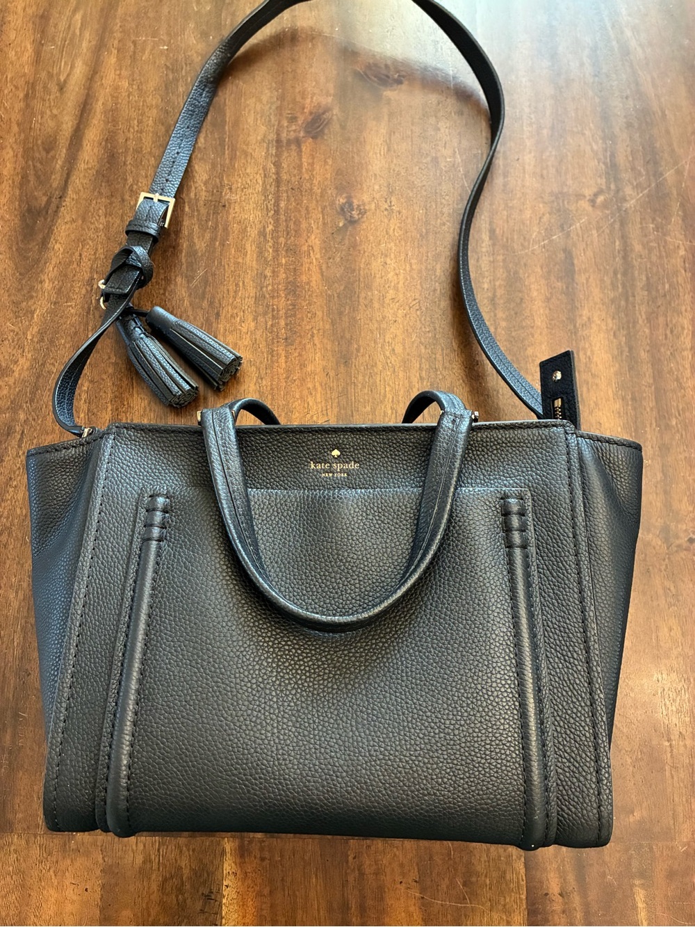 Kate Spade Black Satchel Bag Purse Orchard Street Dillon Tassel Crossbody